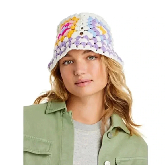 NWT- AQUA Crochet Colorful Bucket Hat One Size NWT - Picture 5 of 5